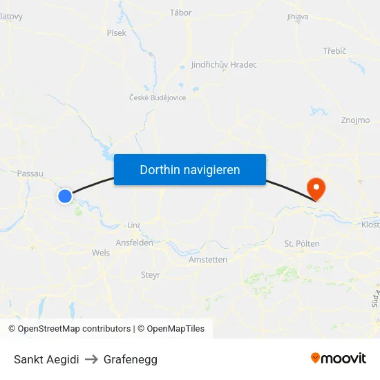 Sankt Aegidi to Grafenegg map