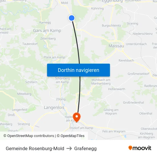 Gemeinde Rosenburg-Mold to Grafenegg map