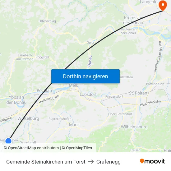 Gemeinde Steinakirchen am Forst to Grafenegg map
