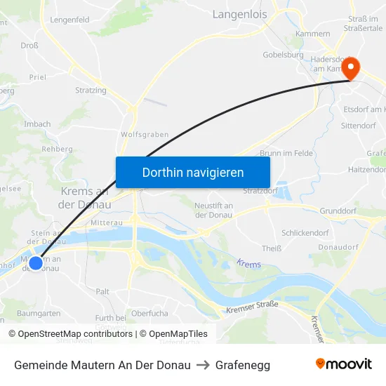 Gemeinde Mautern An Der Donau to Grafenegg map