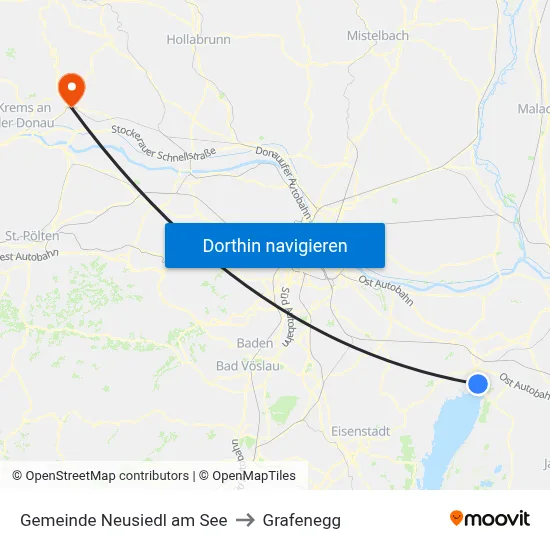 Gemeinde Neusiedl am See to Grafenegg map