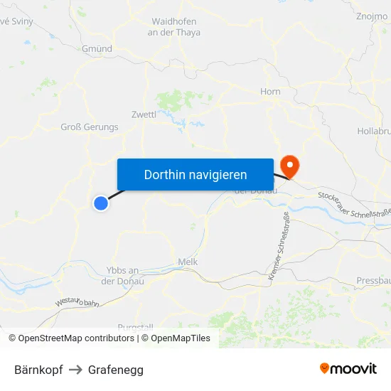 Bärnkopf to Grafenegg map