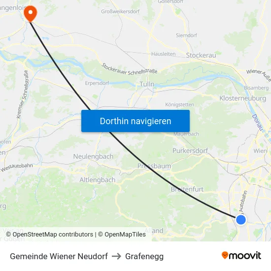Gemeinde Wiener Neudorf to Grafenegg map