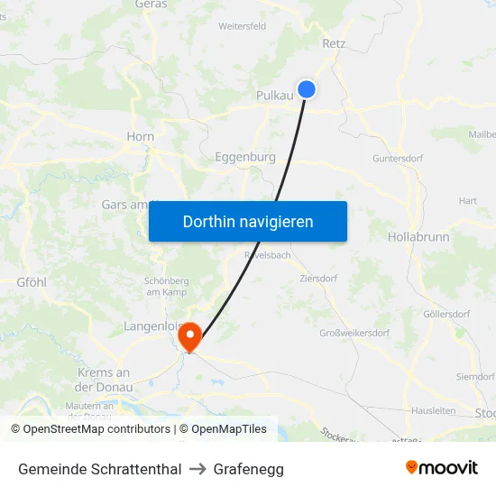 Gemeinde Schrattenthal to Grafenegg map