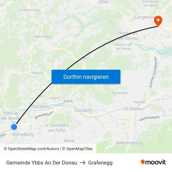Gemeinde Ybbs An Der Donau to Grafenegg map