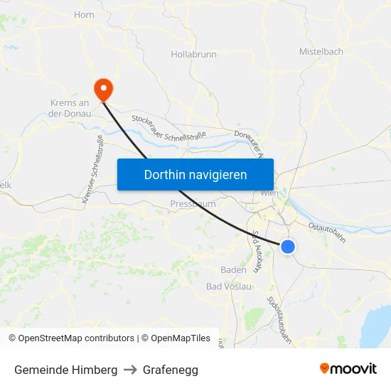 Gemeinde Himberg to Grafenegg map