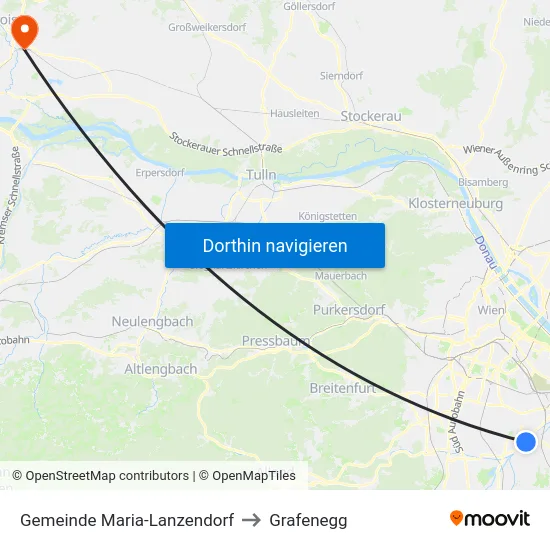 Gemeinde Maria-Lanzendorf to Grafenegg map