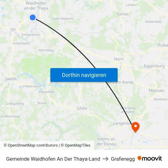 Gemeinde Waidhofen An Der Thaya-Land to Grafenegg map