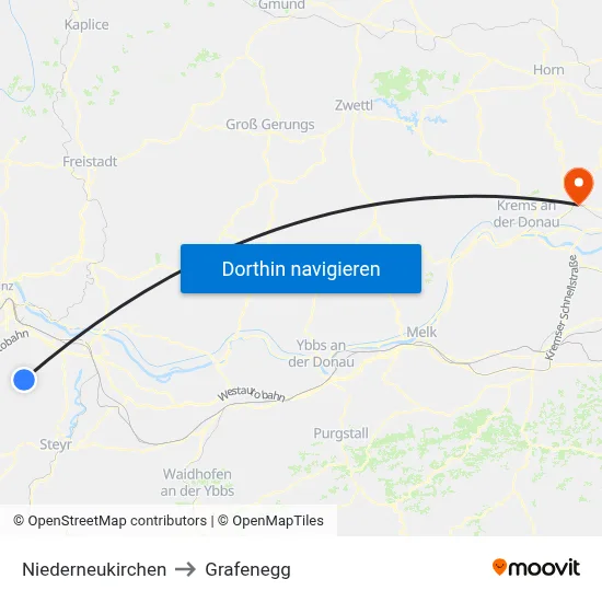 Niederneukirchen to Grafenegg map