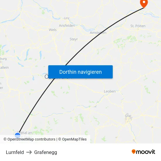Lurnfeld to Grafenegg map