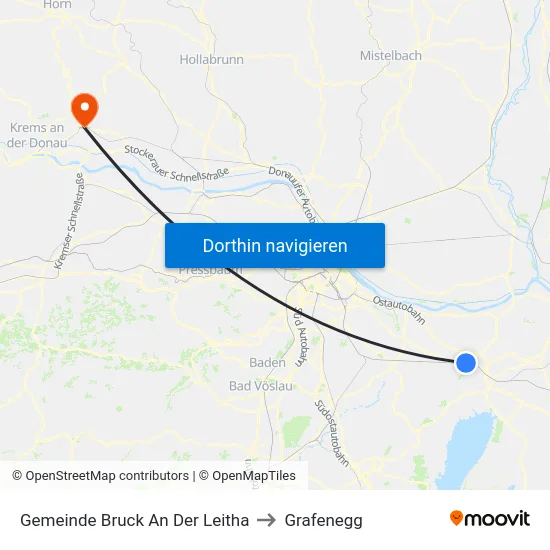 Gemeinde Bruck An Der Leitha to Grafenegg map