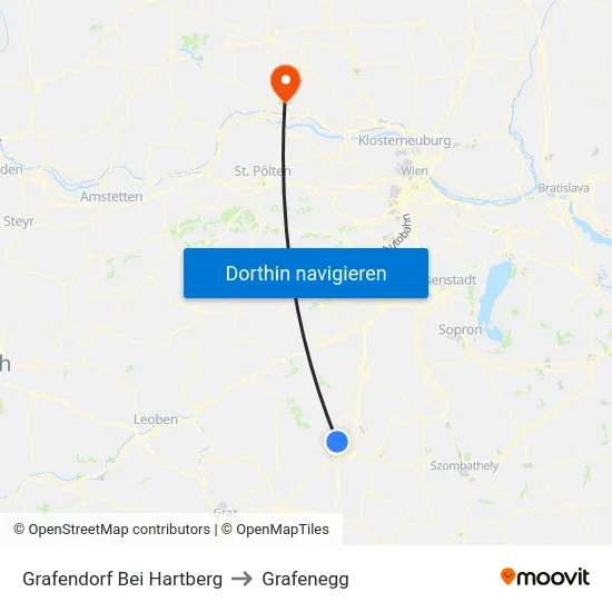 Grafendorf Bei Hartberg to Grafenegg map