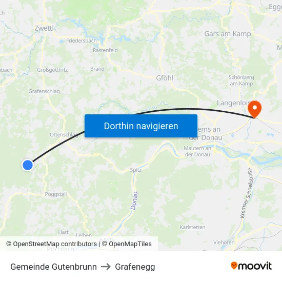 Gemeinde Gutenbrunn to Grafenegg map