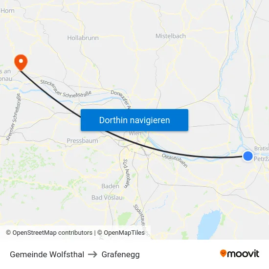 Gemeinde Wolfsthal to Grafenegg map