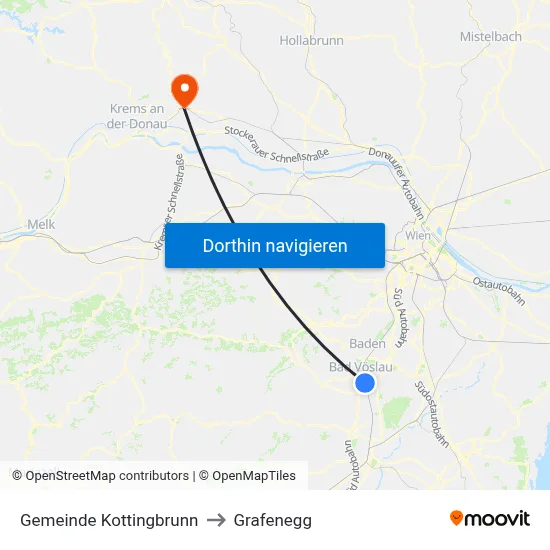 Gemeinde Kottingbrunn to Grafenegg map