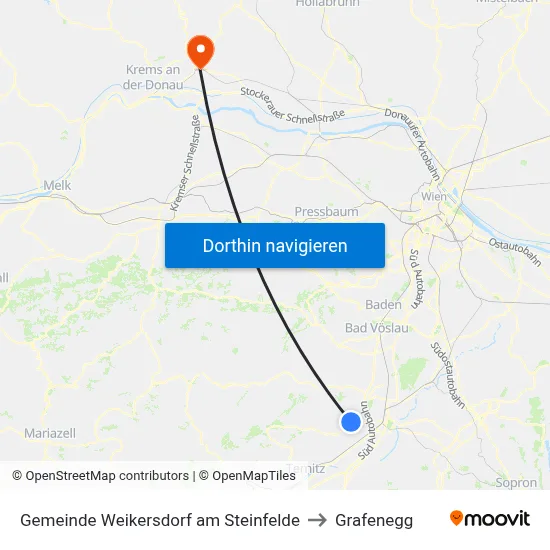 Gemeinde Weikersdorf am Steinfelde to Grafenegg map