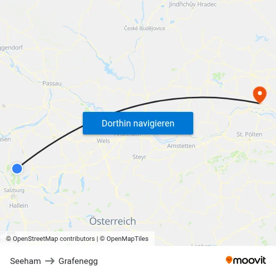 Seeham to Grafenegg map