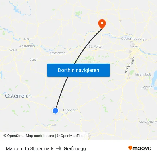 Mautern In Steiermark to Grafenegg map