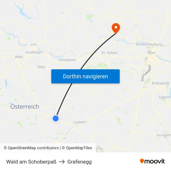 Wald am Schoberpaß to Grafenegg map