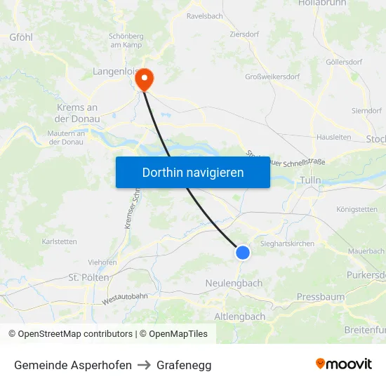Gemeinde Asperhofen to Grafenegg map