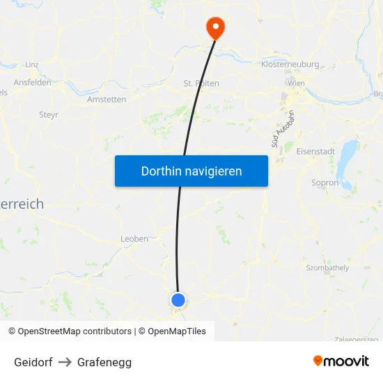 Geidorf to Grafenegg map