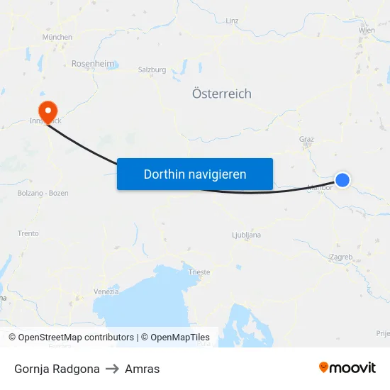 Gornja Radgona to Amras map