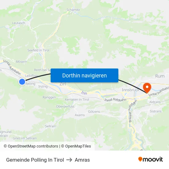 Gemeinde Polling In Tirol to Amras map