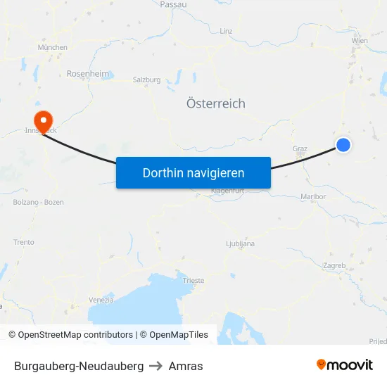Burgauberg-Neudauberg to Amras map