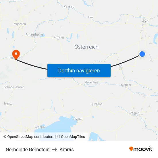 Gemeinde Bernstein to Amras map
