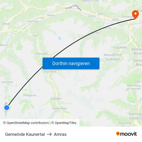 Gemeinde Kaunertal to Amras map