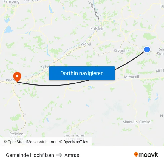 Gemeinde Hochfilzen to Amras map