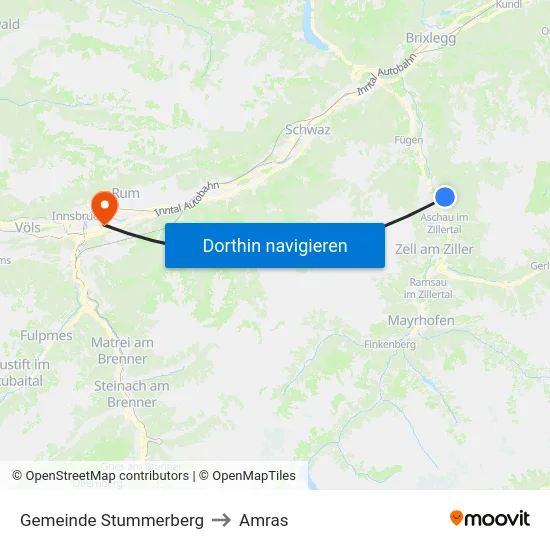 Gemeinde Stummerberg to Amras map