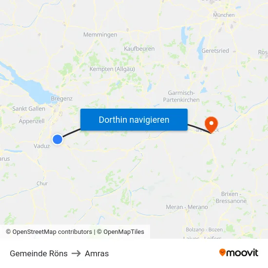 Gemeinde Röns to Amras map