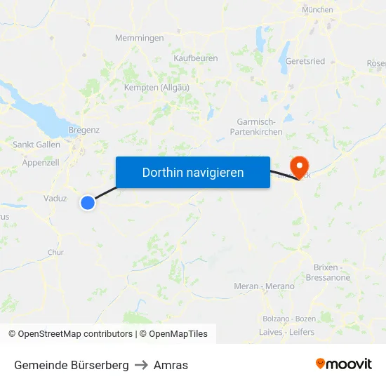 Gemeinde Bürserberg to Amras map