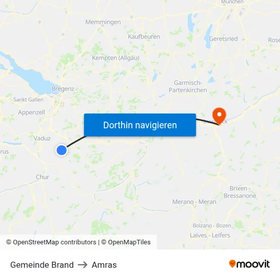Gemeinde Brand to Amras map