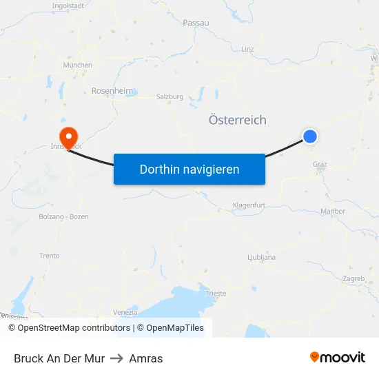 Bruck An Der Mur to Amras map