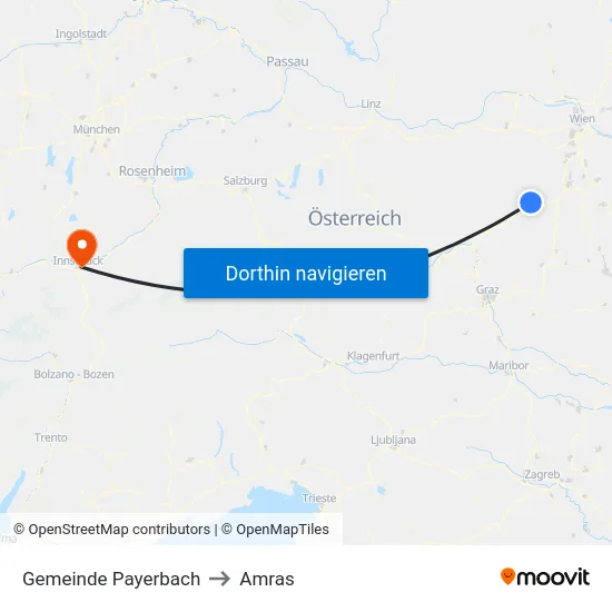 Gemeinde Payerbach to Amras map