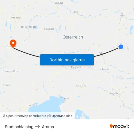 Stadtschlaining to Amras map
