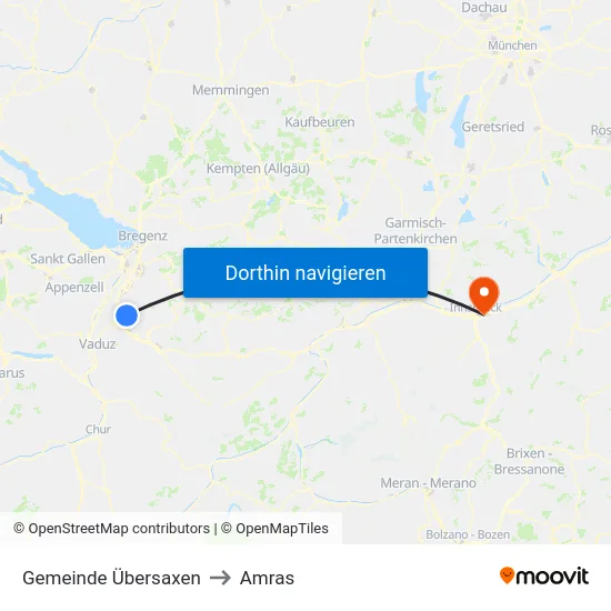 Gemeinde Übersaxen to Amras map
