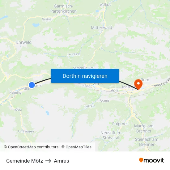 Gemeinde Mötz to Amras map