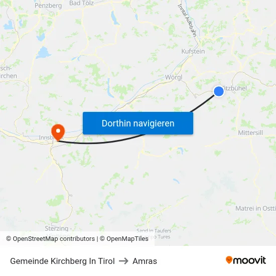 Gemeinde Kirchberg In Tirol to Amras map