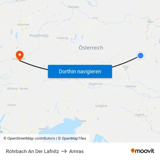 Rohrbach An Der Lafnitz to Amras map