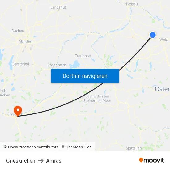 Grieskirchen to Amras map