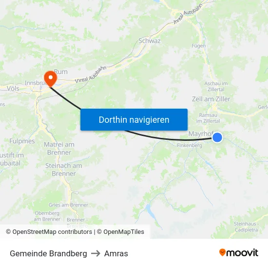 Gemeinde Brandberg to Amras map