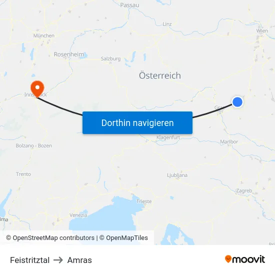 Feistritztal to Amras map