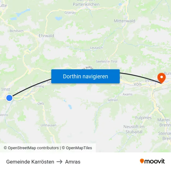 Gemeinde Karrösten to Amras map