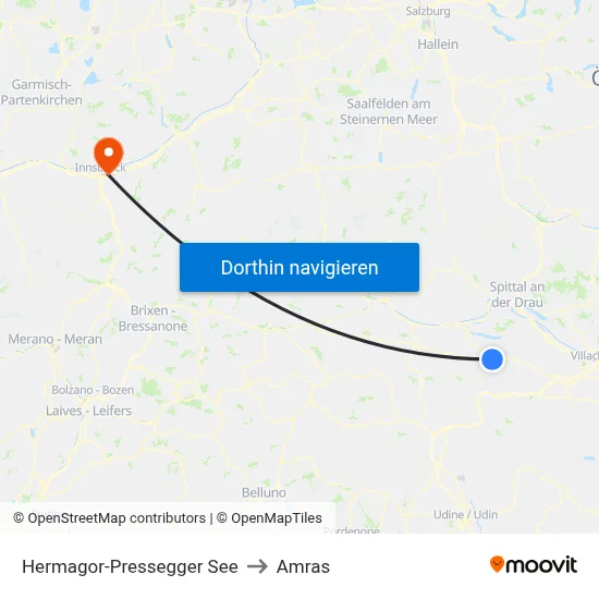 Hermagor-Pressegger See to Amras map
