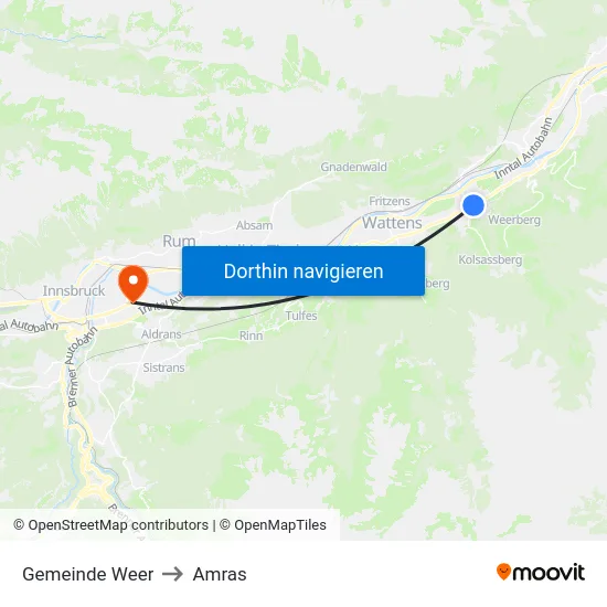 Gemeinde Weer to Amras map