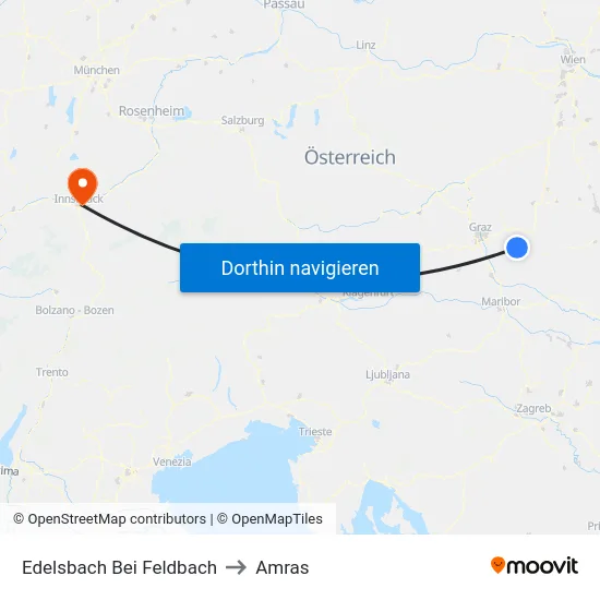 Edelsbach Bei Feldbach to Amras map
