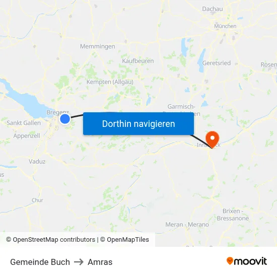 Gemeinde Buch to Amras map